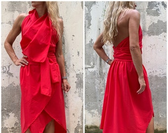 Asymmetric Drape Dress, Summer Dress, Handmad Dress, Sleeveless Dress, Open Back Dress, Loose Dress, Casual  Dress, ConceptBG