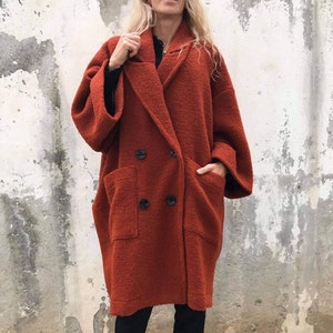 Women Knit Coat, Cashmere Coat, Oversize Coat, Winter Jacket, Mid-Length Coat, Long Sleeves Cardigan, Fashion Outerwear, ConceptBG