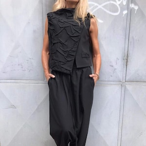 Cotton Designer Outfit ,Woman Suit, Designer Fashion Costume, Stylish Handmade Vest, Harem Pants, ConceptBG .