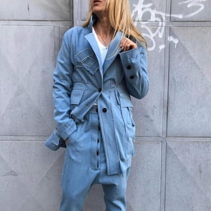 Handmade Casual Set, Women Costume, Extravagant Blazer, Harem Pants, Women Sport Set, Fashion Wear, Casual Trousers, ConceptBG