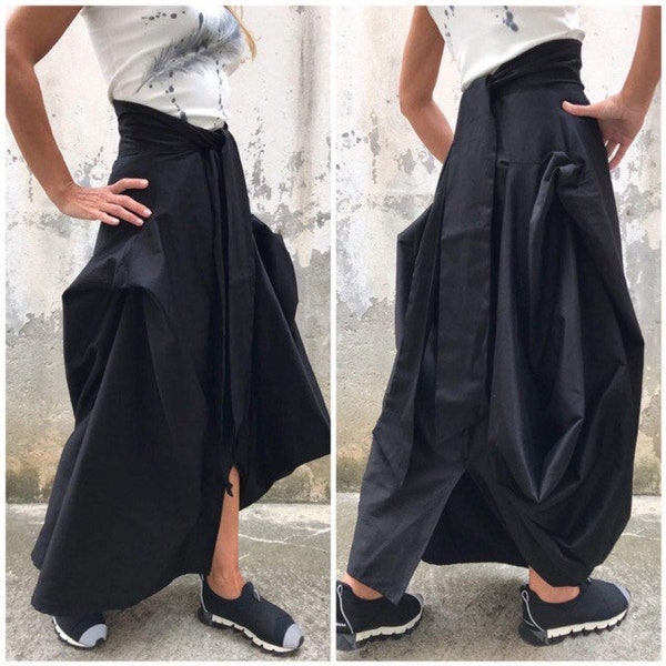 Asymmetric Long Skirt, Women Designer Skirt, Floor Length Skirt, Designer Long Skirt, Fashion Long Skirts, Belted Skirt, ConceptBG