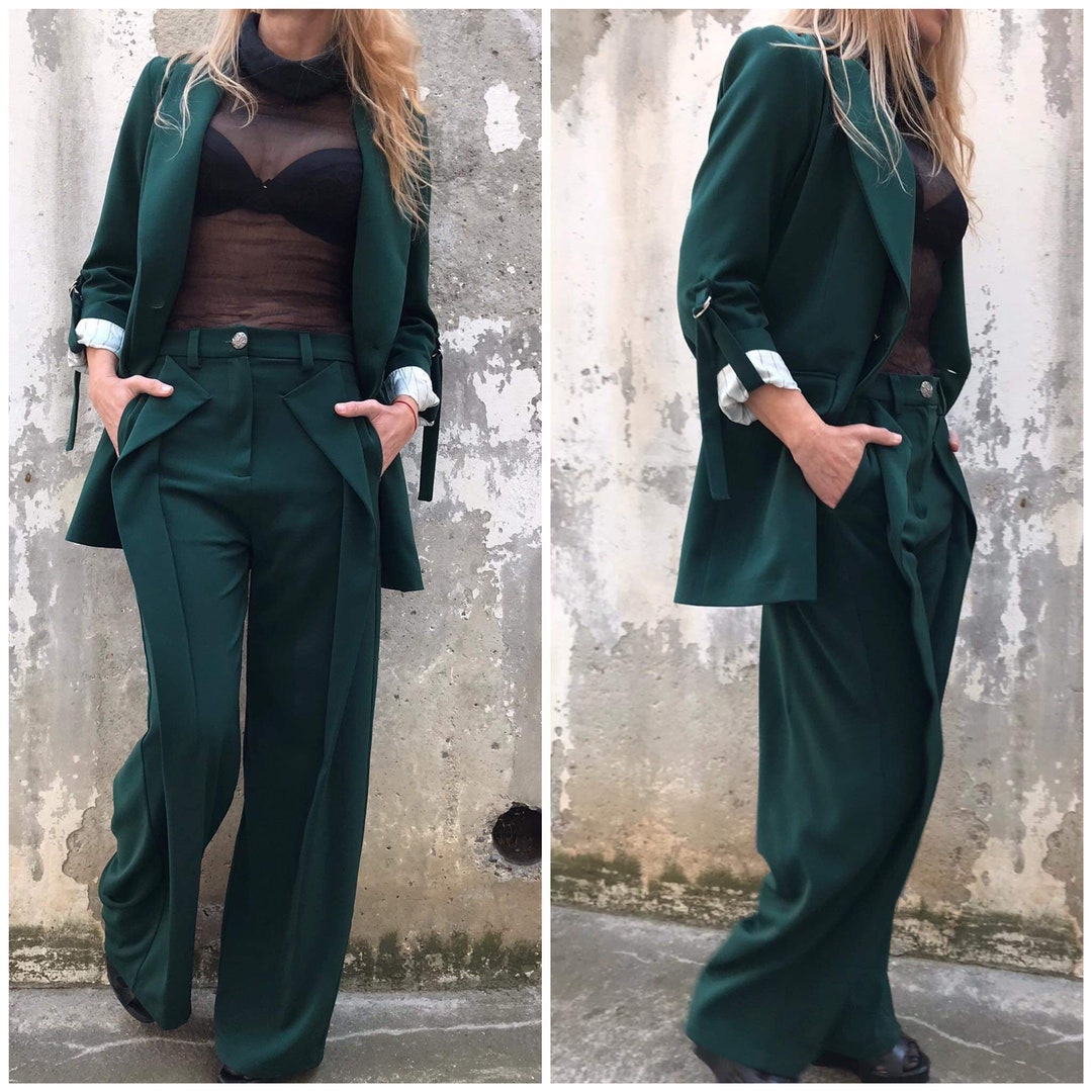 Disfraz elegante para mujer, blazer estructurado, pantalones anchos,  conjunto de primavera, traje formal, conjunto de diseñador, ConceptBG -   España