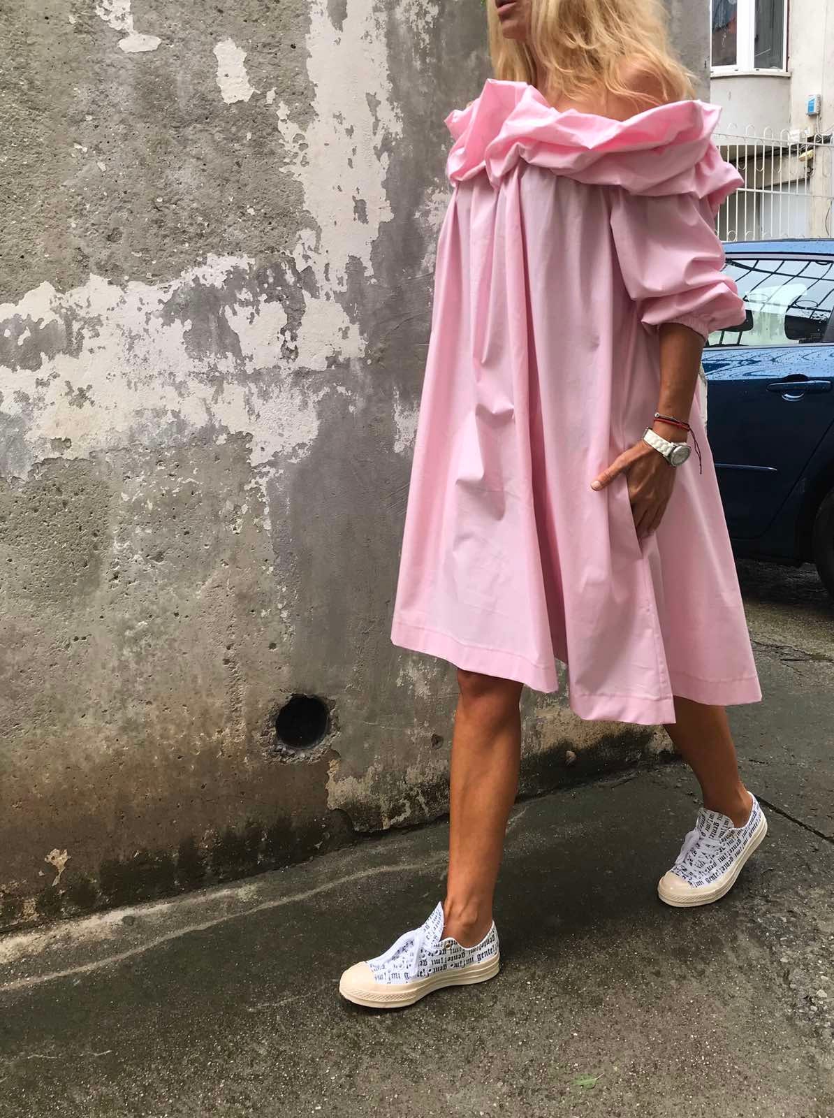Handmade Italian Cotton Maxi Dress Loose Long Tunic