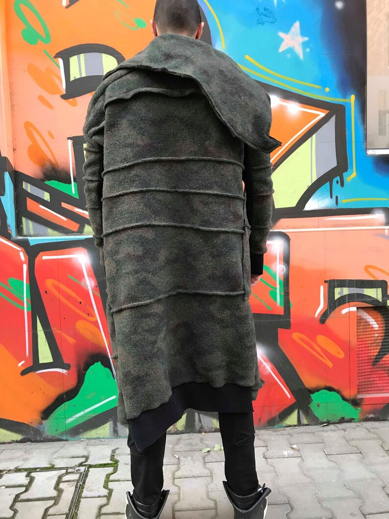 ConceptBG Men\u2019s Designer Outerwear Military Men/'s Coat Asymmetric Coat Handmade Men/'s Jacket Long Sleeve Coat Men Cardigan