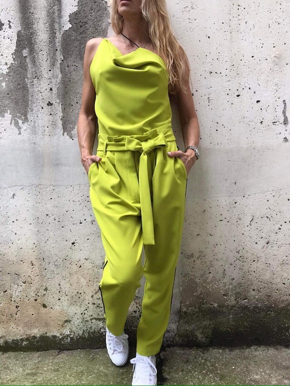 cigarette pant jumpsuit Handmade Italian Fabric Suit, Bandeau Top and Cigarette Trousers