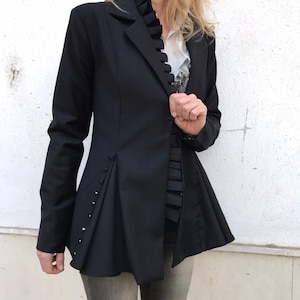 Blazer asymétrique pour femme, Blazer tendance, Blazer manches longues, Veste de bureau, Blazer de cocktail, Veste de soirée, ConceptBG, image 8