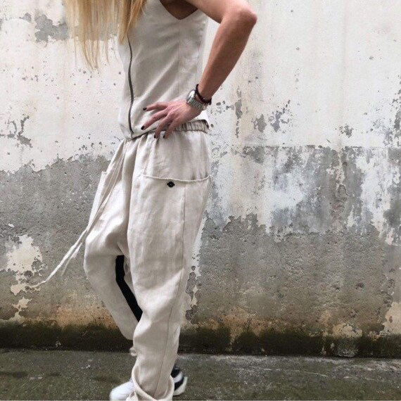 Women Linen Set Linen Pants Designer Sports Set Sleeveless Top Designer Women s Set Sport Pants Conceptbg Etsy