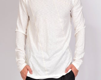 Designer Black Knit Cotton Men's Blouse: Handmade Stitch Detail