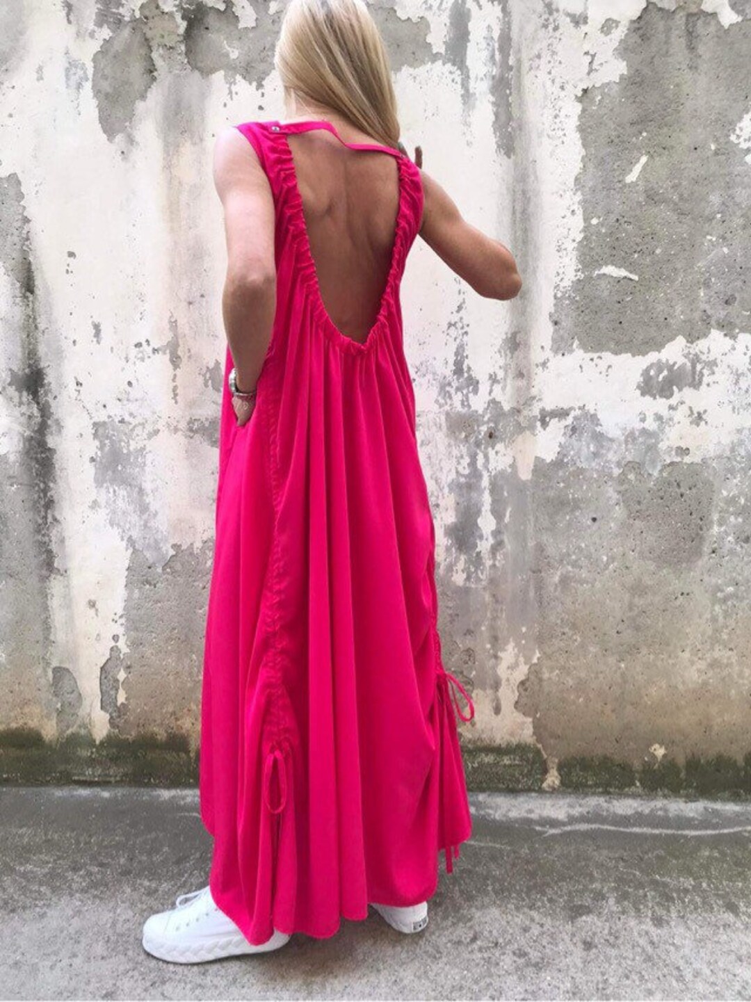 Asymmetric Cotton Tunic Dress: Long, Loose Fit - Conceptbg