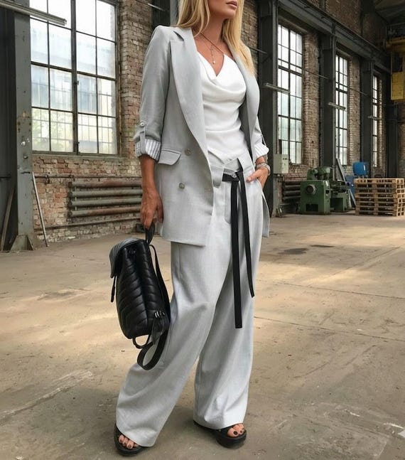 wide leg grey dress pants Just Have Fun Wide Leg Pant | Grey | Womens main image 0