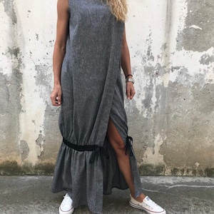 Maxi Linen Dress, Fashion Dress, Long Dress, Loose Dress, Casual  Dress, Long Tunic, Extravagant Dress, ConceptBG