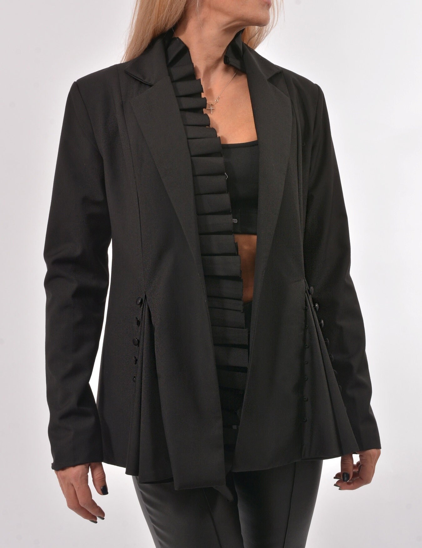 Asymmetric Women Blazer, Fashion Blazer, Long Sleeves Blazer, Office Jacket, Cocktail Blazer, Party Jacket, ConceptBG