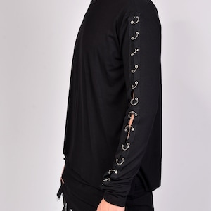 New Collection, Designer Men&#39;s Shirt, Extravagant Blouse, Long Sleeve T-shirt, Handmade T-shirt, Cotton T-shirt, Black Blouse, ConceptBG