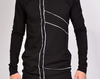 Handmade Italian Cotton Long Sleeve Shirt: Minimalist Avant-Garde Top / CONCEPTBG