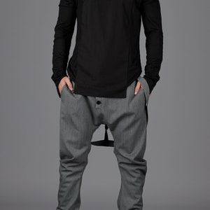 Designer Pants, Men&#39;s Harem Pants, Grey Pants, Designer Trousers, Long Pants, Drop Crotch Pants,  Extravagant Pants /ConceptBG