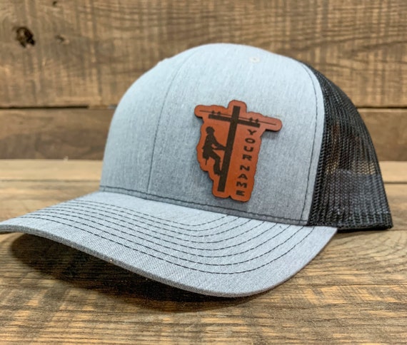 Custom Name Lineman Leather Patch Hat, Journeyman Lineman Hat, Lineman  Gift, Linewife, Lineman Hat, Power Lineman