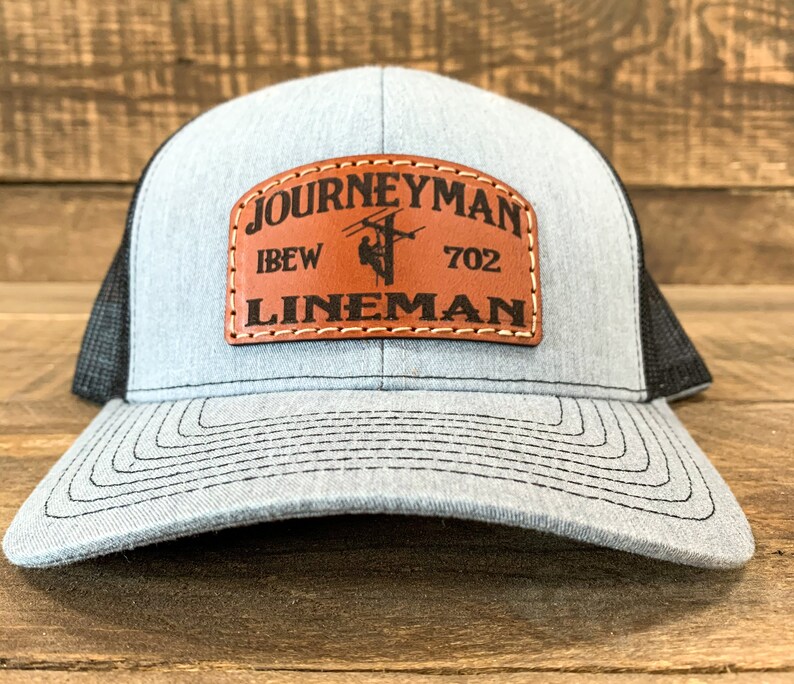 Custom IBEW Local Journeyman Lineman Leather Patch Hat Etsy