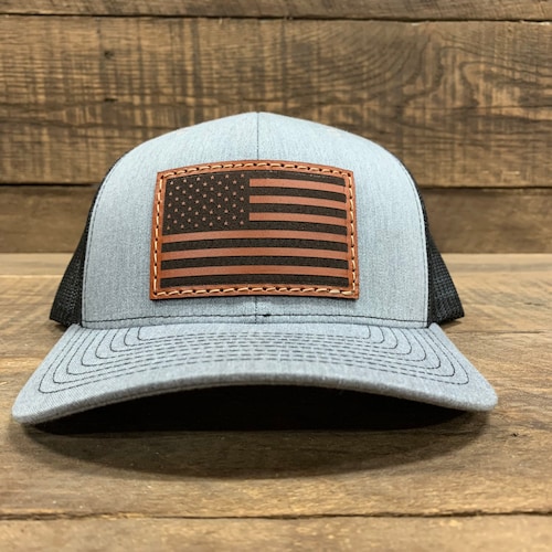 American Flag Leather Patch Hat - Etsy