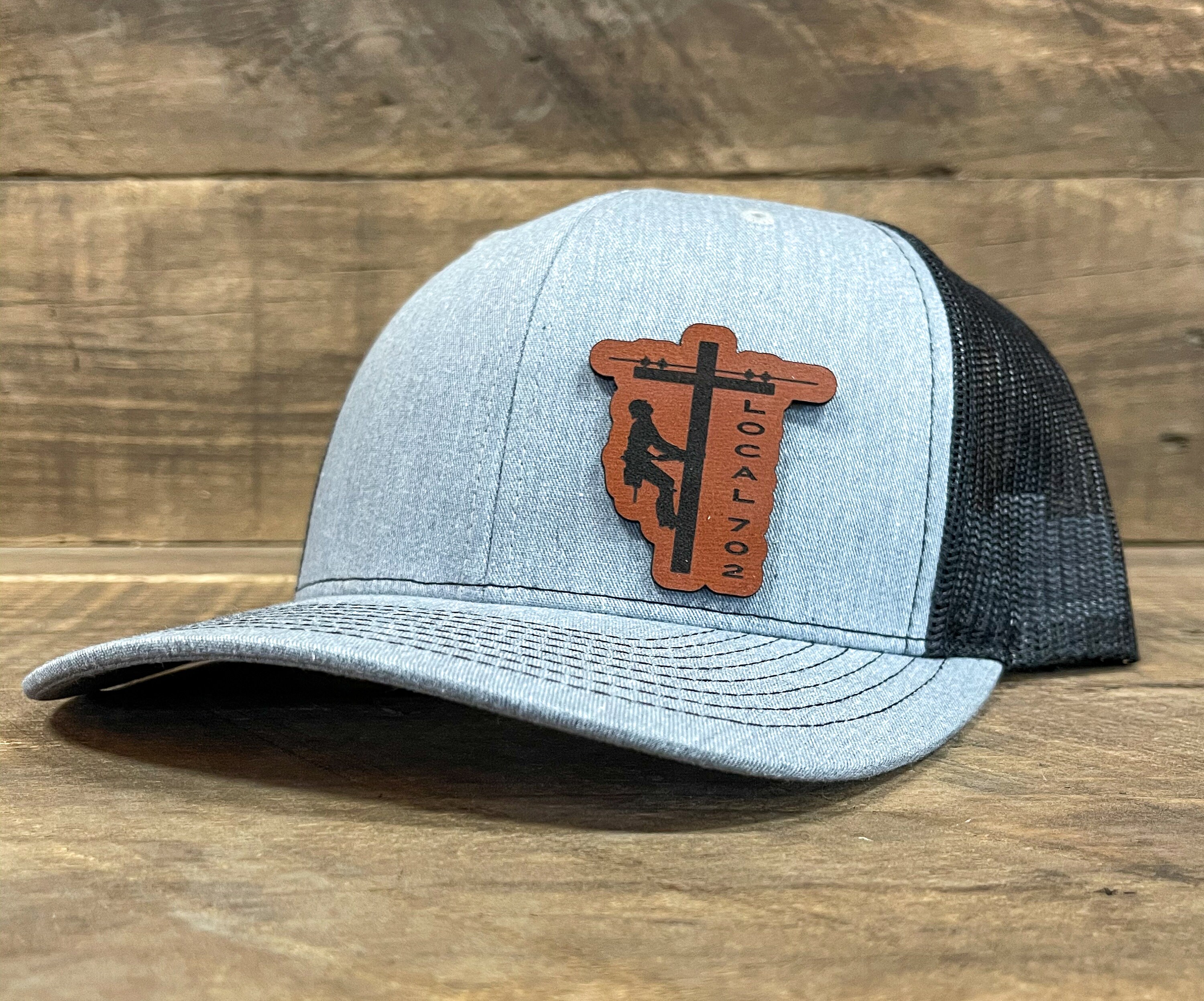 Custom Local Lineman Leather Patch Hat Etsy