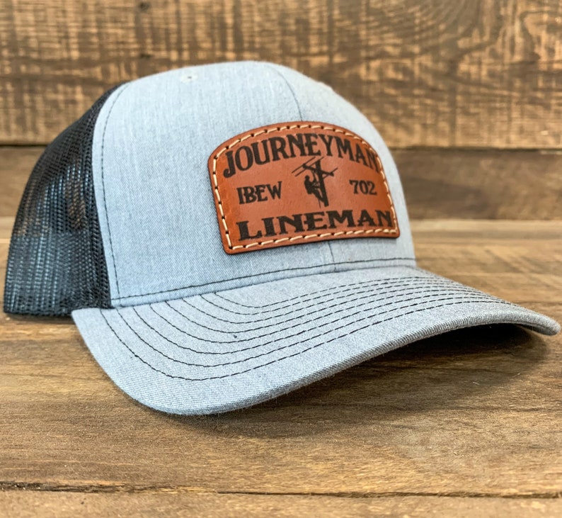 Custom IBEW Local Journeyman Lineman Leather Patch Hat Etsy