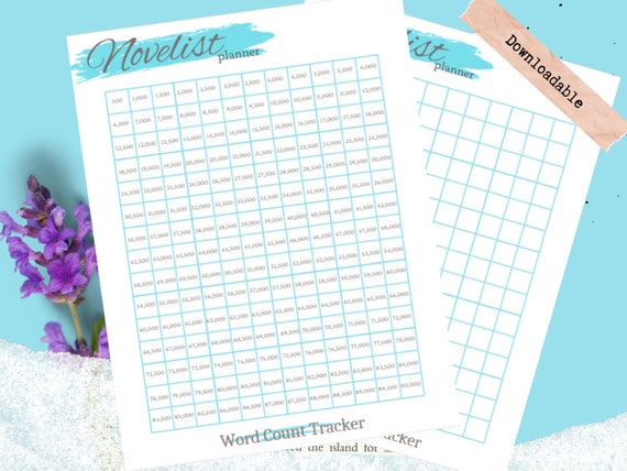 Novelist Planner -Word Count Tracker - Resources for writers and authors - worksheet - Write a Book - Nanowrimo