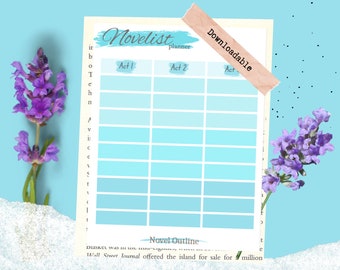Novelist Planner - Novel Outline - Resources for writers and authors - synopsis worksheet - three act structure