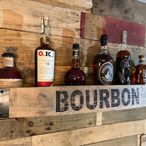 Customizable Floating Bourbon Barrel Stave Shelf -Free Shipping/ shelves/groomsman gift/wall display cabinet/bourbon gifts for men