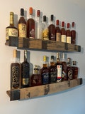 Bourbon Barrel Stave Shelf: Rustic Wall Display, Mounting Hardware