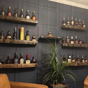 Bourbon Barrel Stave Shelf: Rustic Wall Display, Mounting Hardware