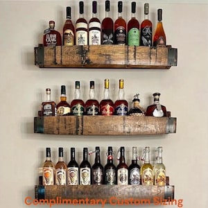 Bourbon Barrel Stave Floating Shelf – Enclosed Rustic Wall Shelf | Handmade Bourbon Gift for Men, Home Bar Decor, Groomsmen Gift