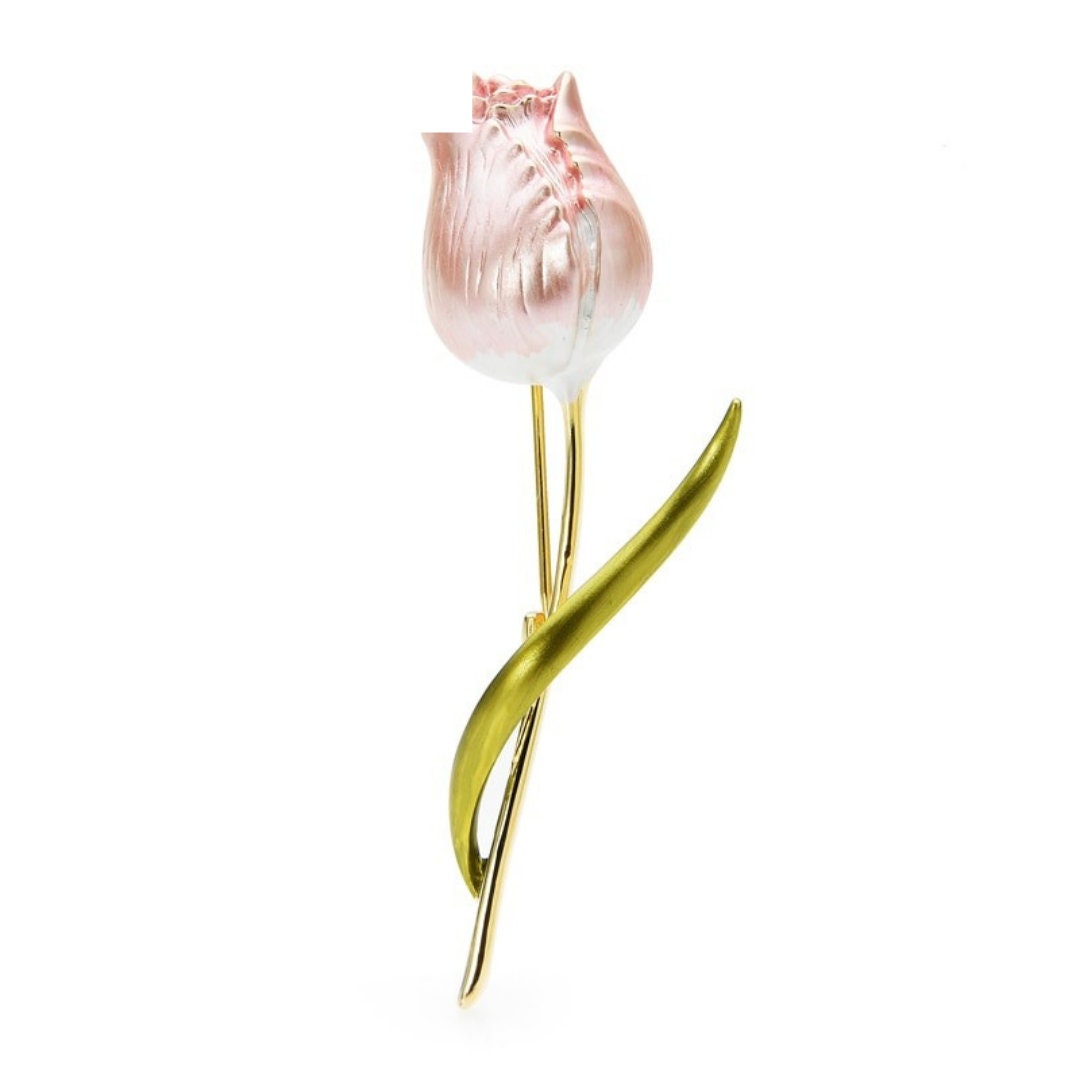 Enamel Pink Tulip Brooch Flower Brooch Vintage Elegant | Etsy