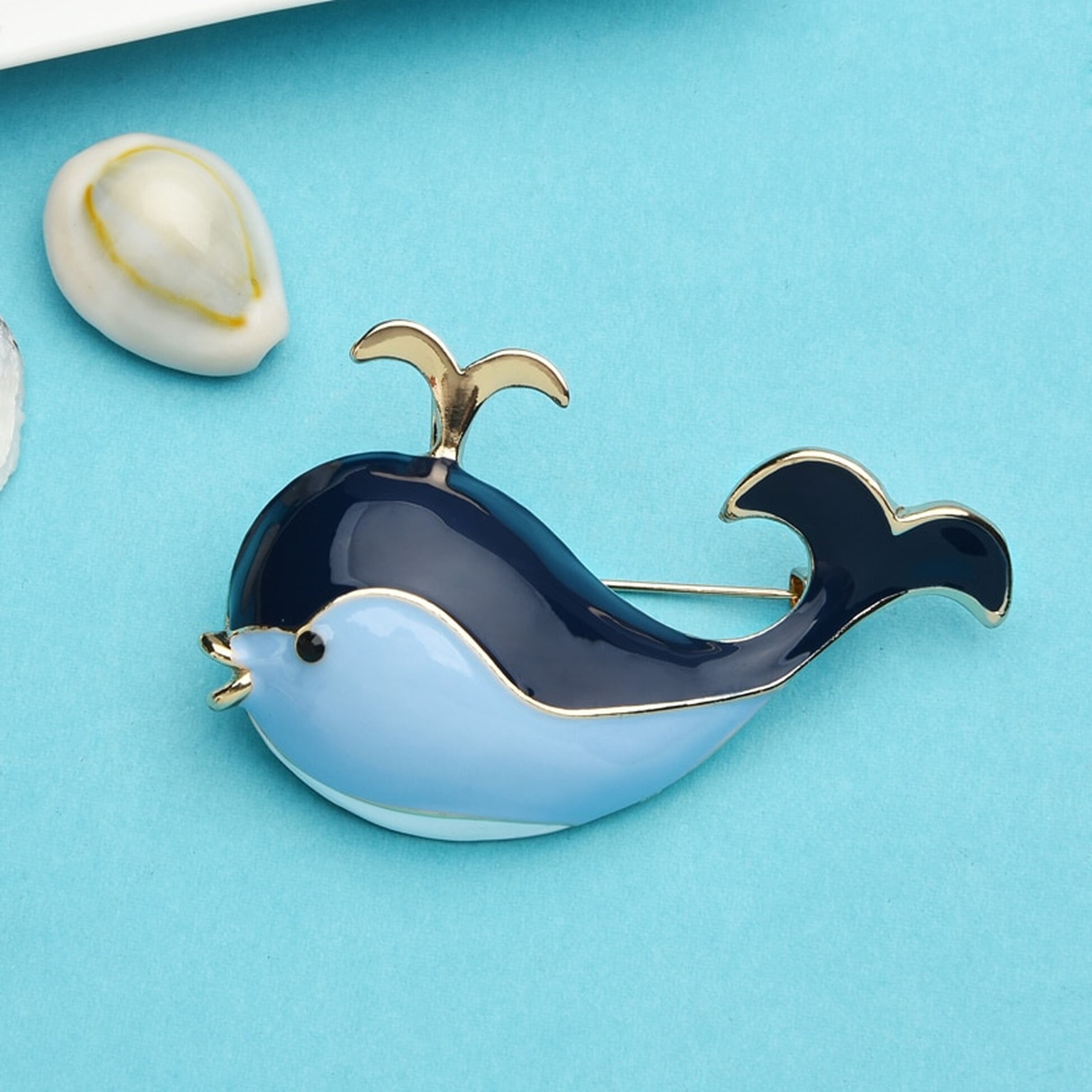 Enamel Blue Whale Brooch Animal Brooch Whale Jewelry Etsy