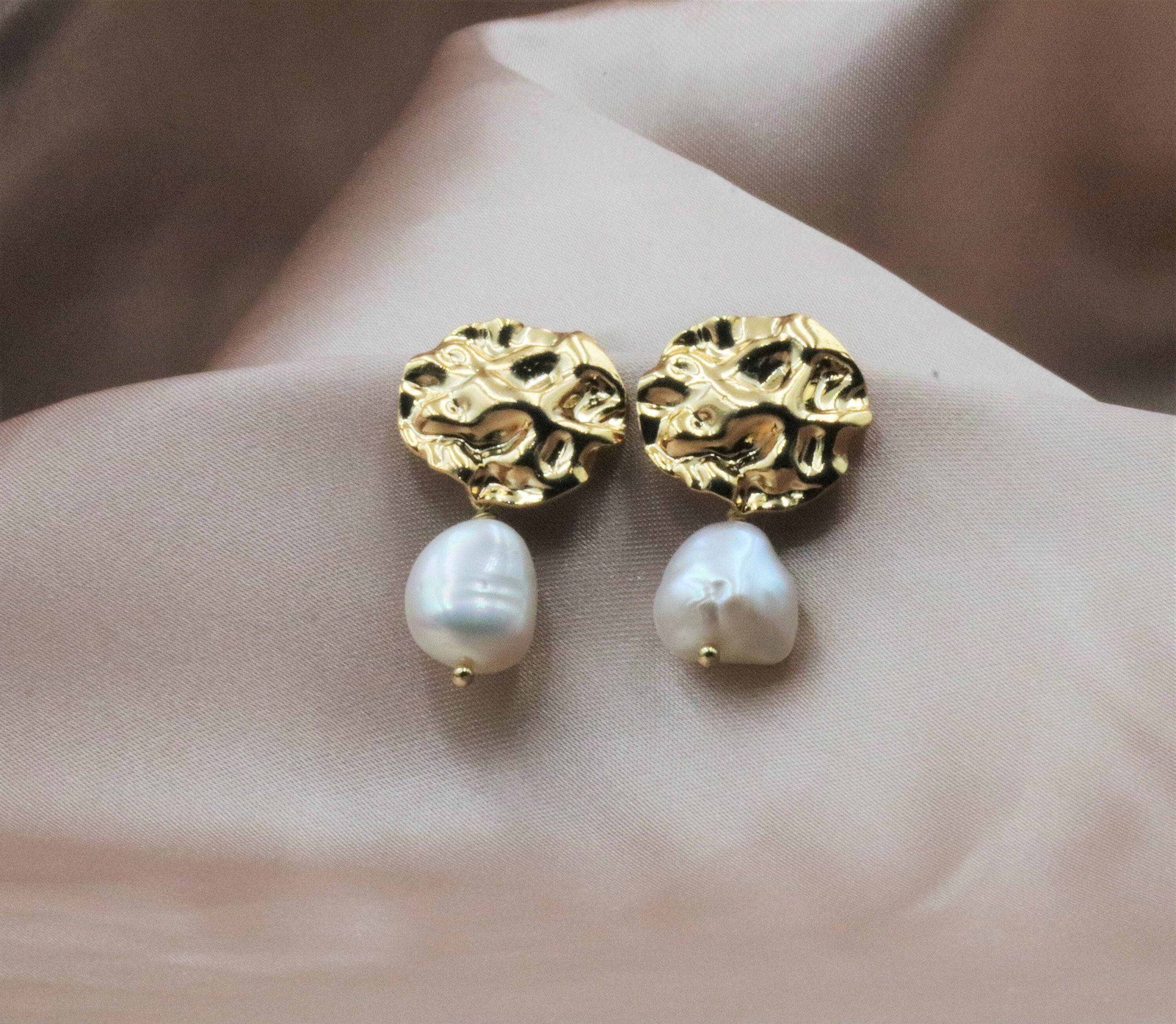 Real Pearl Earrings Vintage Bridal Earrings 24k Gold Etsy
