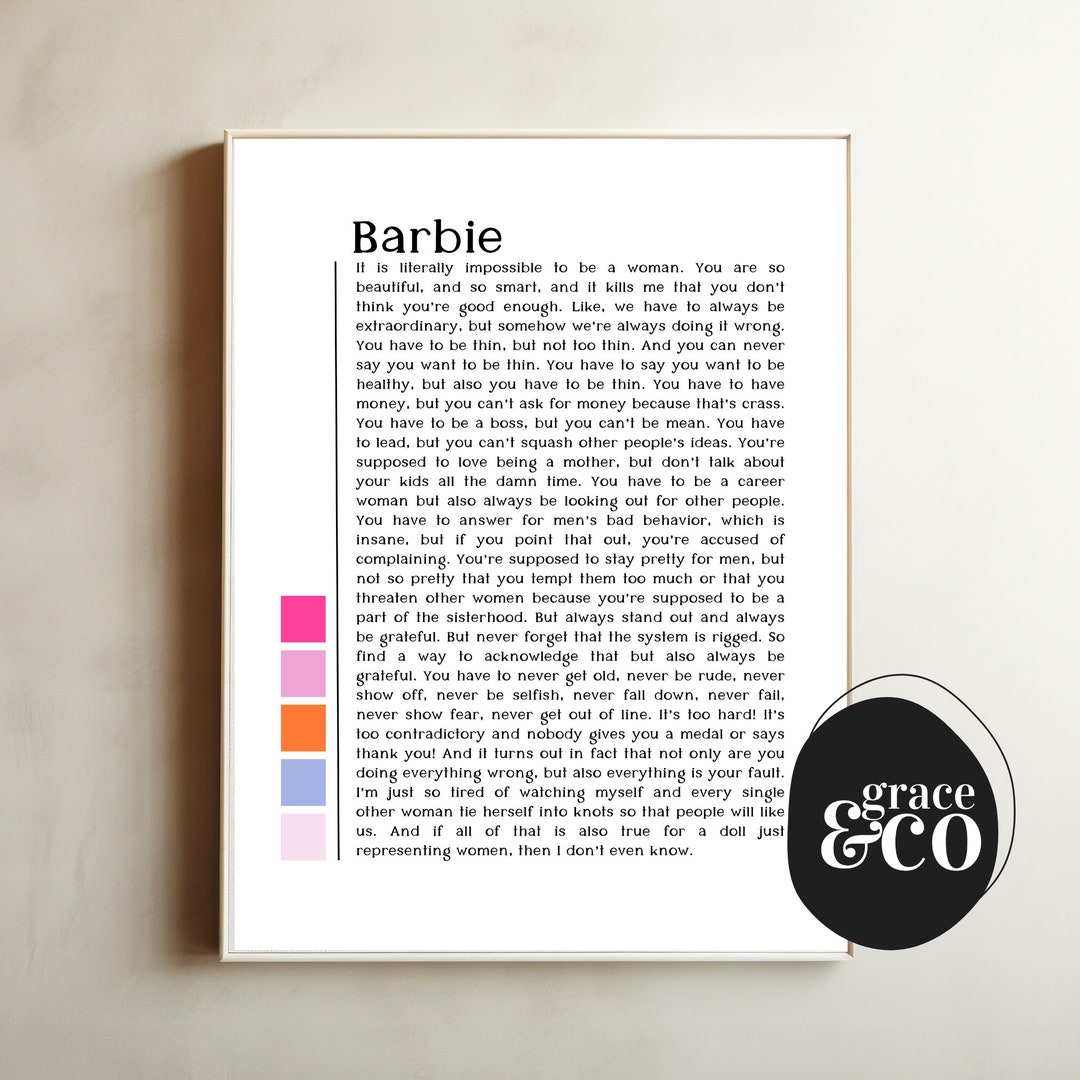 Barbie Speech Instant Download Print Funny Print Colorful Print