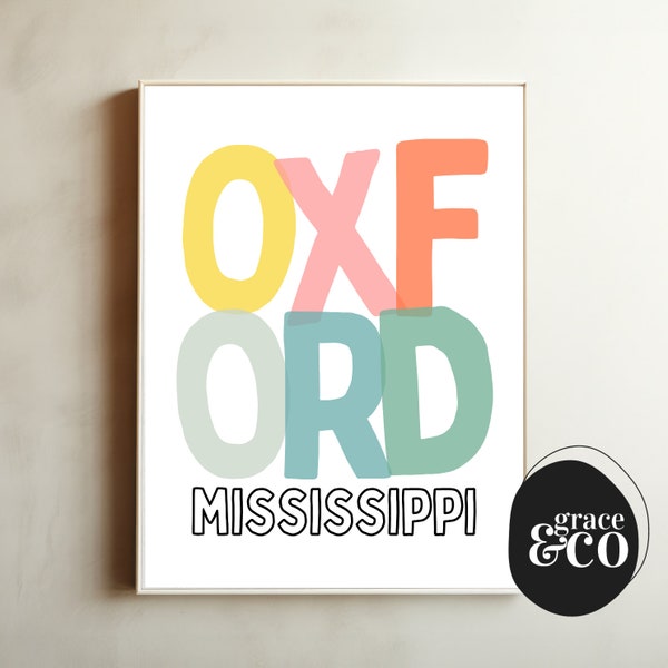 Oxford Print | Ole Miss Dorm Room Instant Download Print | Grace and Company