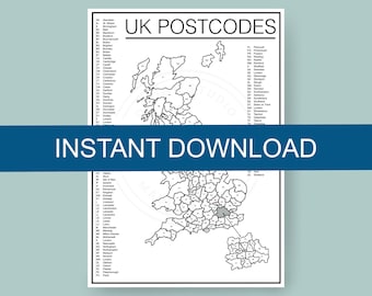 Carte postale avec code postal A3 au Royaume-Uni en téléchargement numérique | Suivi des ventes des vendeurs Etsy pour petites entreprises | Maison de voyage en couleur | Impression commande professionnelle