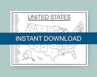 A4サイズの米国郵便番号地図（デジタルダウンロード・印刷可能）｜中小企業向けEtsy販売者向け売上トラッカー｜旅行・帰宅用塗り絵地図｜ビジネス注文印刷