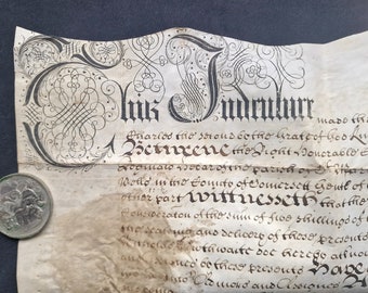 1676 Legal Indenture On Vellum Handwritten From The Reign Of Charles II