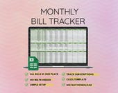 Monthly Bill Tracker Excel Spreadsheet, Bill Planner Template, Subscription & Expense Organizer, Simple Budgeting, Instant Digital Download
