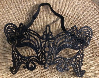 Black Glitter Butterfly Mask