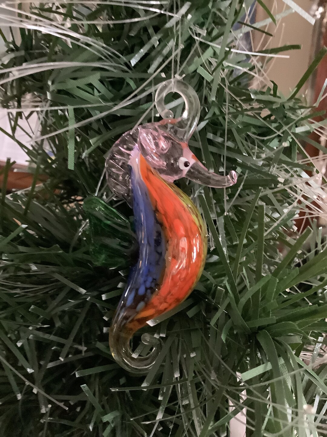 Art Glass Seahorse Ornament Pink Head - Etsy