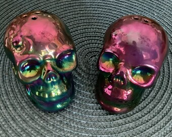 Oil Slick Skeleton Salt and Pepper Shakers