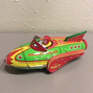 Vintage-Style Rocket Racer Tin Toy