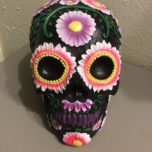 Floral Black Resin Skull