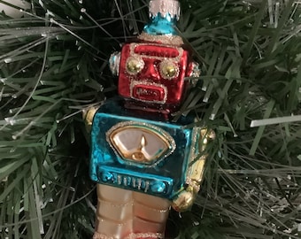 Colorful glass robot ornament