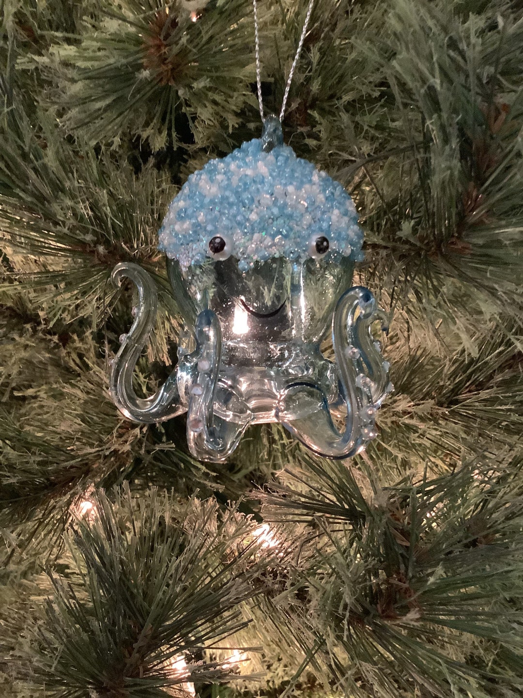 Blue Glass Octopus Ornament Etsy
