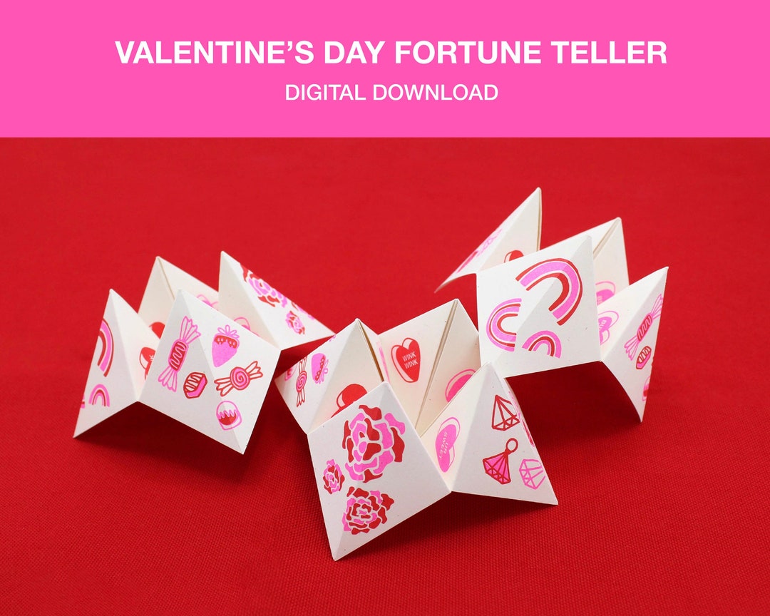 Valentine Fortune Teller Printable Digital Download DIY Valentine s Crafts Valentine s Day