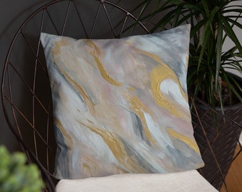 Abstract pillow, gold Pillow, Abstract gold pillow, gold pillow, pink pillow, home decor, bedroom decor, pillow art