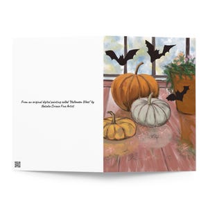 Cartão de felicitações de vibrações de Halloween, cartão de Halloween, cartão de abóbora