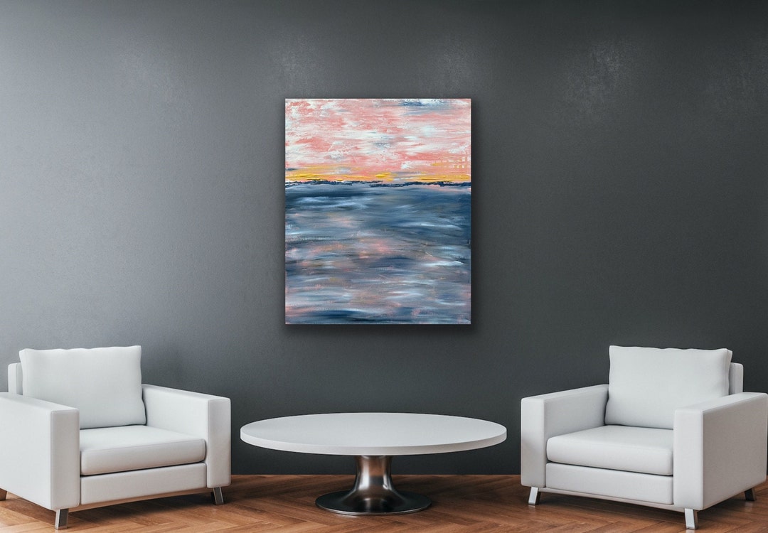 Abstract Painting, Pink and Blue Abstract Art, Pink Abstract, Ukrainian